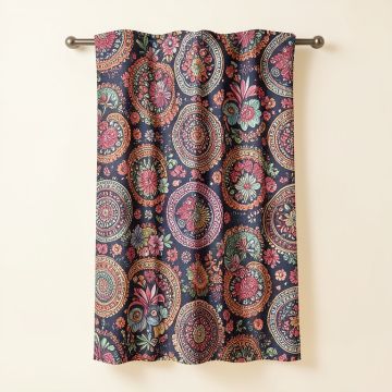 Grigoriy Unicorn Unicorn Profile Made With Ethnic Circular And Flower Boho Motif Graphic Print & Text Semi-Sheer Rod Pocket Curtain Panel (synthetic illustration; no displayed measurements)