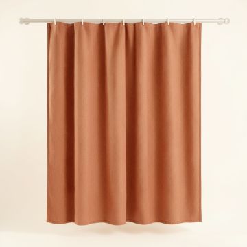 Flint Bluff Shower Curtain Hanging Flat From A Plain Rod - Terracotta (synthetic illustration; no displayed measurements)