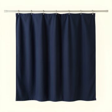 Bay Canyon Shower Curtain Hanging Flat From A Plain Rod - Navy (synthetic illustration; no displayed measurements)