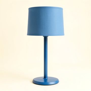 Heath Brook Table Lamp With A Plain Fabric Shade - Blue (synthetic illustration; no displayed measurements)