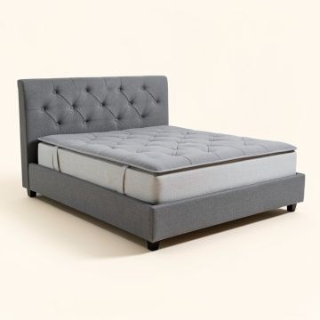 Dorking High Riser Tufted Upholstered Sleigh Platform Bed (synthetic illustration; no displayed measurements)