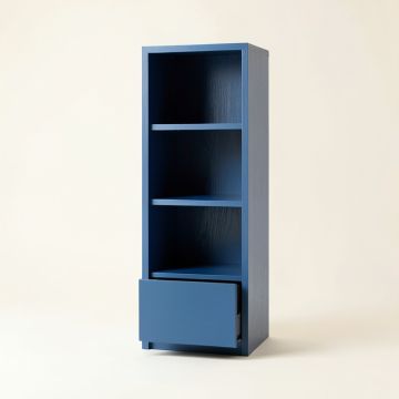 Wren Bend Narrow Cubby Tower - Blue (synthetic illustration; no displayed measurements)