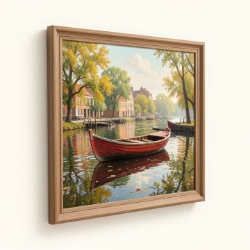 Red Boats At Argenteuil By Claude Monet - Picture Frame Painting Print On Canvas (synthetic illustration; no displayed measurements)