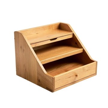 Industrious Desktop Wood Letter Tray With 3 Trays And Drawer