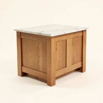 Hill Country Kitchen Island With Marble Top (synthetic illustration; no displayed measurements)