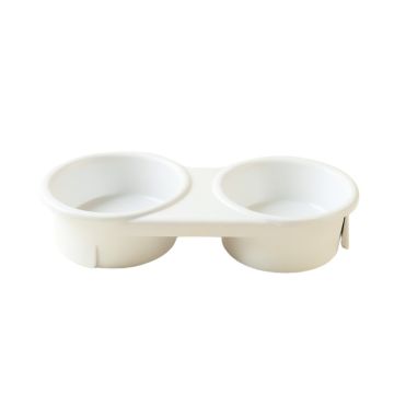 Wren Crossing Pet Feeding Stand With Two Plain Empty Bowls - White