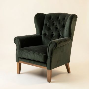 Bouck 30 '' Wide Tufted Velvet Wingback Chair (synthetic illustration; no displayed measurements)