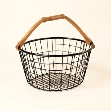 Oval Wire Basket With Wooden Handles (synthetic illustration; no displayed measurements)