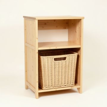 Rowan Bend Freestanding Pull-Out Hamper Cabinet - Beige (synthetic illustration; no displayed measurements)
