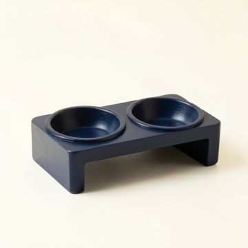 Field Branch Pet Feeding Stand With Two Plain Empty Bowls - Navy (synthetic illustration; no displayed measurements)