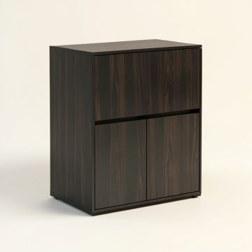 Modern Contemporary Office Home Utility Cabinet Storage Black And Walnut Finish (synthetic illustration; no displayed measurements)
