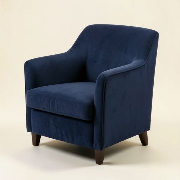 Ramas Upholstered Arm Chair In Navy Blue (synthetic illustration; no displayed measurements)
