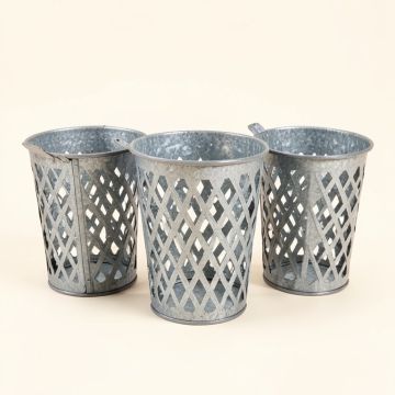 Galvanized Metal Basket Planters Lattice Look Set Of 3 (synthetic illustration; no displayed measurements)