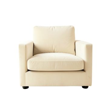 Oak Bend Upholstered Armchair - Ivory