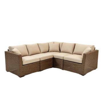 Orellana V-Shaped 4 Piece Sectional Seating Group With Cushions