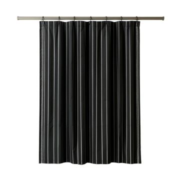 Linden Brook Shower Curtain Hanging Flat From A Plain Rod - Black