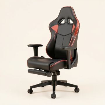 Gaming Chair With Footrest Adjustable Backrest Reclining Leather Office Chair (synthetic illustration; no displayed measurements)