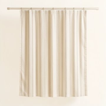 Slate Crest Shower Curtain Hanging Flat From A Plain Rod - Ivory (synthetic illustration; no displayed measurements)