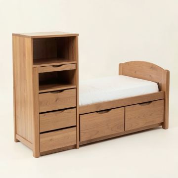 Gilbertson Bed With Bookcase And 6 Drawers (synthetic illustration; no displayed measurements)