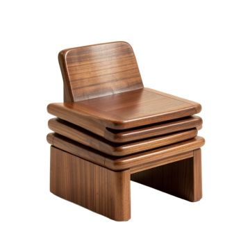 Solid Wood Stacking Side Chair In Brown