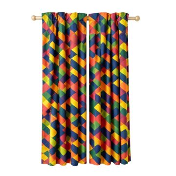Colorful Geometric Room Darkening Rod Pocket Curtain Panels