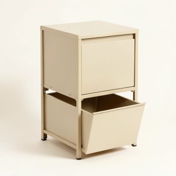 Rowan Bluff Freestanding Pull-Out Hamper Cabinet - Beige (synthetic illustration; no displayed measurements)