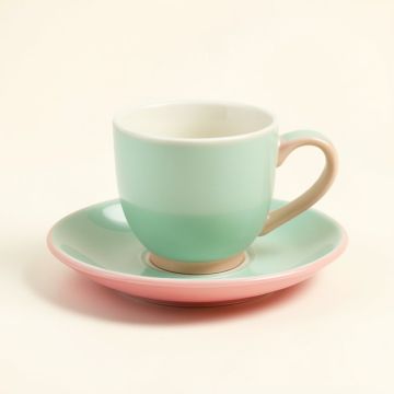 Green Peacock Breakfast Teacup And Saucer (synthetic illustration; no displayed measurements)
