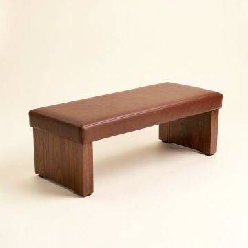 Bourgoin Faux Leather Wood Bench (synthetic illustration; no displayed measurements)