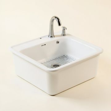 32 '' L X 20 '' W Farmhouse Kitchen Sink With Sink Grid And Basket Strainer (synthetic illustration; no displayed measurements)