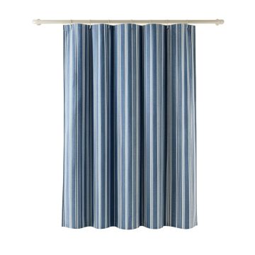 Clay Bridge Shower Curtain Hanging Flat From A Plain Rod - Blue
