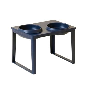 Clay Branch Pet Feeding Stand With Two Plain Empty Bowls - Navy