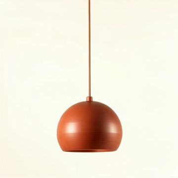 Ridge Bend Pendant Light Suspended From One Plain Cable - Terracotta (synthetic illustration; no displayed measurements)