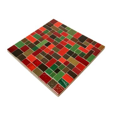 Kimarri Vibrant Kitchen Glass Mosaic Tile In Red/Brown/Green