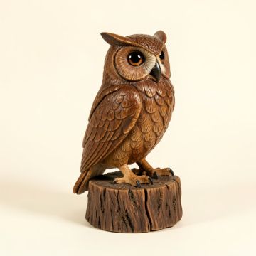 Johnny Driftwood Barn Owl On Stump Statue (synthetic illustration; no displayed measurements)