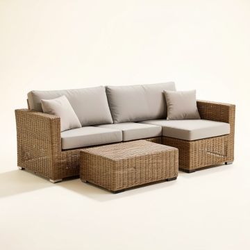 3 Piece Rattan Sofa Seating Group With Cushions (synthetic illustration; no displayed measurements)