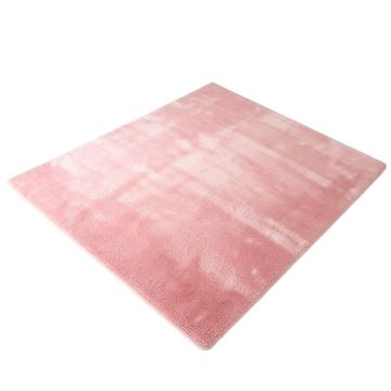 Hutton Plush Faux Pink Area Rug