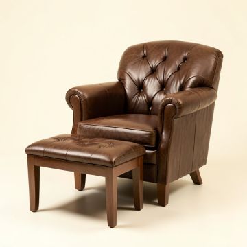 Scorpio 27.4 '' Wide Tufted Leather Match Armchair And Ottoman (synthetic illustration; no displayed measurements)