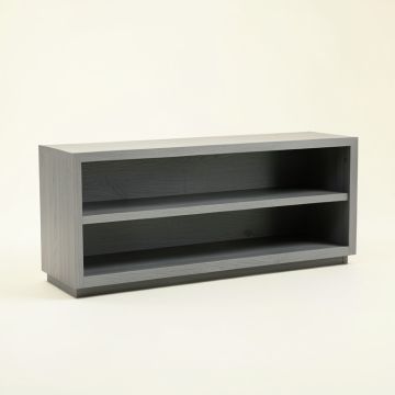 Slate Arc Low Bookcase - Gray (synthetic illustration; no displayed measurements)