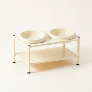 Willow Falls Pet Feeding Stand With Two Plain Empty Bowls - Ivory (synthetic illustration; no displayed measurements)
