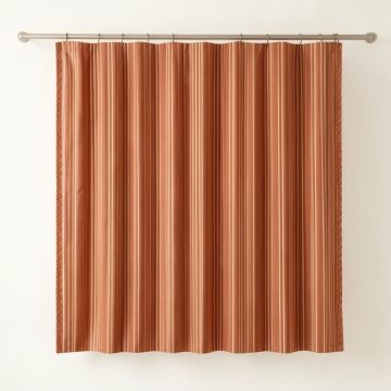 Ridge Dale Shower Curtain Hanging Flat From A Plain Rod - Terracotta (synthetic illustration; no displayed measurements)