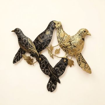 Beautiful Patterned Metal Flocking Birds Wall Decor (synthetic illustration; no displayed measurements)