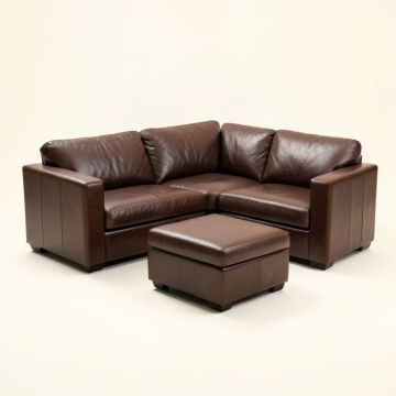 Henriquez 123 '' Wide Faux Leather Sofa & Chaise With Ottoman (synthetic illustration; no displayed measurements)