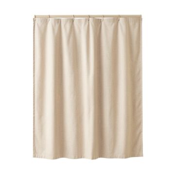 Hazel Bluff Shower Curtain Hanging Flat From A Plain Rod - Beige