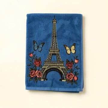Kisner Eiffel Tower Hand Towel With Roses And Butterflies Hand Towel (synthetic illustration; no displayed measurements)
