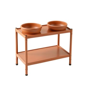 Aspen Branch Pet Feeding Stand With Two Plain Empty Bowls - Terracotta