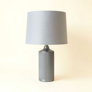 Hazel Canyon Table Lamp With A Plain Fabric Shade - Gray (synthetic illustration; no displayed measurements)