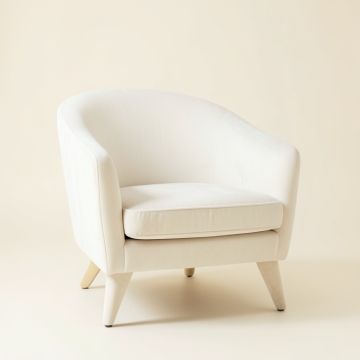 Ash Arc Upholstered Armchair (synthetic illustration; no displayed measurements)