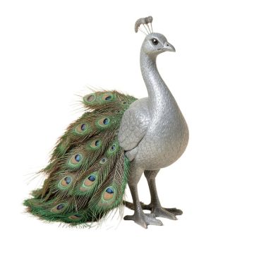 Amy-Jo Iridescent Peacock With Beautiful Train Feathers Figurine