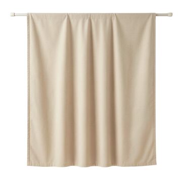 Shore Bridge Shower Curtain Hanging Flat From A Plain Rod - Beige