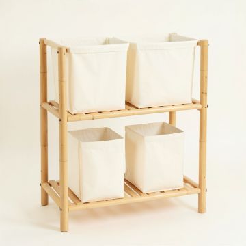 Slate Bridge Laundry Sorting Station With Plain Removable Bags - Cream (synthetic illustration; no displayed measurements)